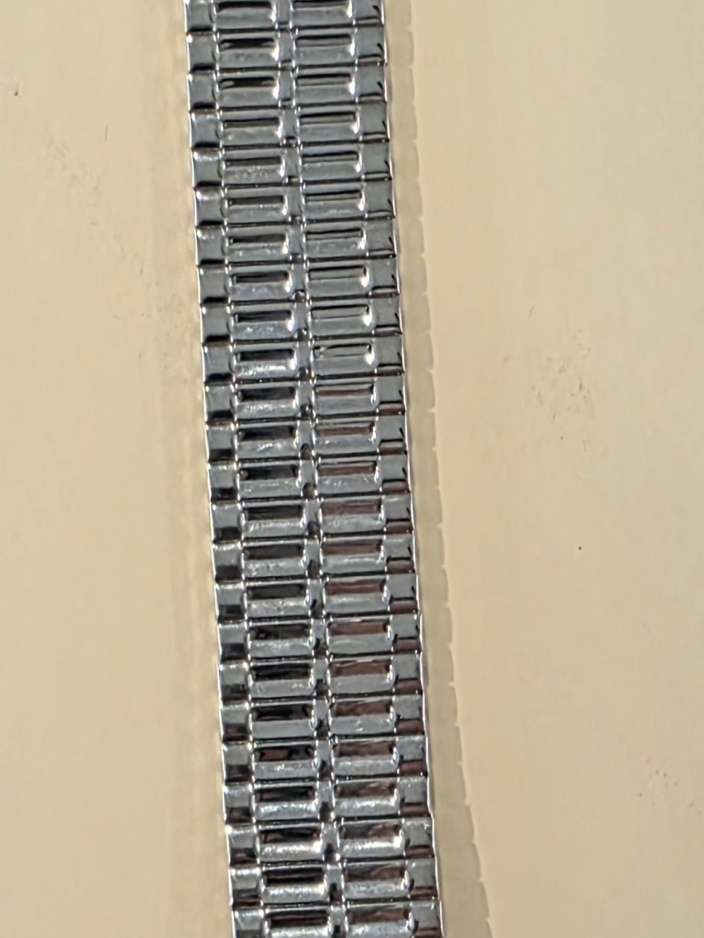 Silver Metal Bracelet Strap - Sleek Rectangular Link Design